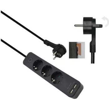 helos ADVANCED pagarinātājs 5 kontaktligzdas ar USB lādētāju, melns, 1.5 m kabelis
