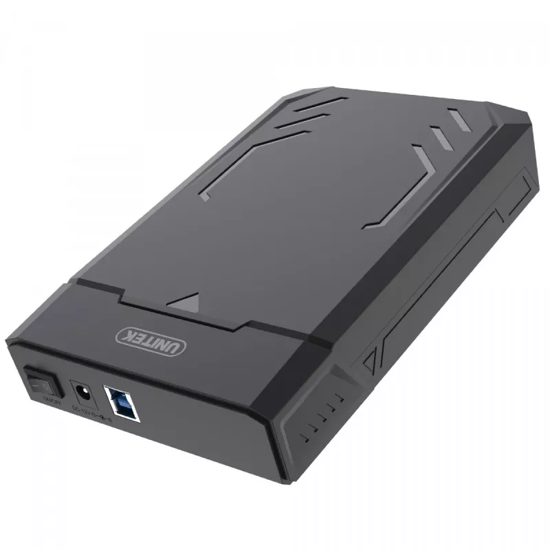 HDD/SSD ārējais korpuss Unitek Y-3035 — 2.5/3.5 collu SATA, USB 3.2 Gen 1 (USB Type-B), 6 Gbit/s, melns, ar tīkla adapteri