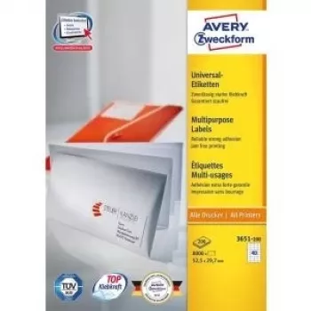Pašlīmējošās etiķetes Avery Universal 52.5x29.7mm 8000 gab.