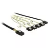Iekšējais Mini SAS uz 4×SATA kabelis DELOCK 0.5 m — Mini SAS SFF-8087 uz 4×SATA 7p, Melns/Sudrabs/Dzeltens