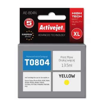 Aktīvā kasetne ActiveJet AE-804N saderīga ar Epson T0804, Dzeltena, 13.5 ml, Augstas ietilpības (XL)