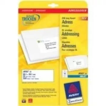 Avery adrešu uzlīmes - Baltas - 99,1 x 38,1 mm - 350 uzlīmes (25 lapas x 14) (J8163-25)