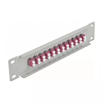 Šķiedru optikas sadales panelis DeLOCK 10 collu 12 Portu LC Duplex Violeta 1U Pelēks