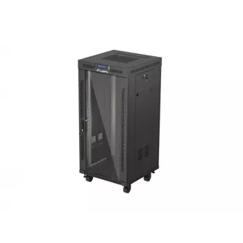 Brīvi stāvošs skapja statīvs LANBERG FF01-6624-12BL 24U 19 collas 600×600 mm, IP20, 1200 kg, melns
