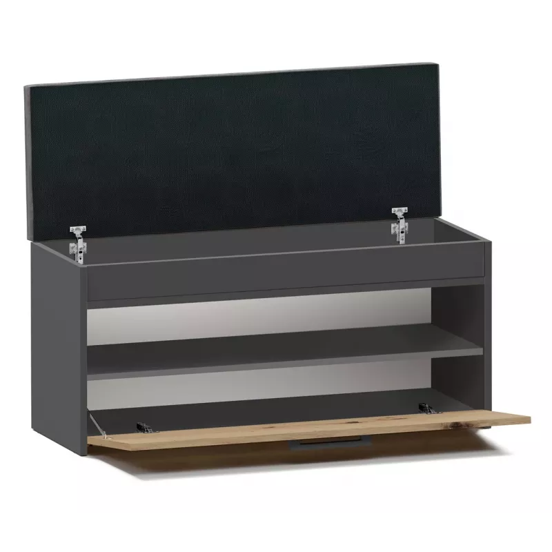 Slēgts apavu skapis Top e Shop PARMA — antracīts un ozols, skaidu plātne, 1000×490×350 mm