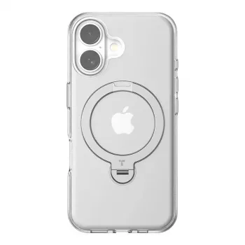 Torras Ostand Spin telefona maciņš iPhone 16 Plus, caurspīdīgs aizsargapvalks