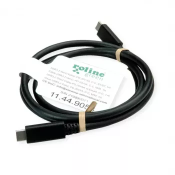 ROLINE USB3.2Gen2 kabelis PD 20V5A Type C-C ST/ST 0,5m - kabelis - digitāls/datu - 0,5 m (11.99.9057)