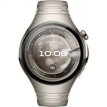 Viedpulkstenis HUAWEI WATCH 5, 1.5 collu AMOLED, 466×466, 46 mm titāna korpuss, Wi‑Fi, GPS, Sudrabs