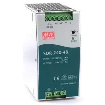 Mean Well SDR-240-48 - Barošanas bloks (montāža uz DIN sliedes) - 240W, 48V, aktīvā PFC