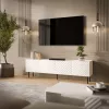TV skapis cama meble LUCCA 4D, 2000×400×590 mm, balts, skaidu plātnes virsma