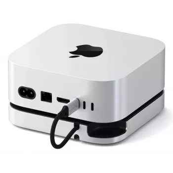 Satechi dokstacija/portu replicators ST-GNMMES — vadu USB 3.2 Gen 2 Type-C centrmezgls, USB-A un SD, Sudraba