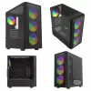 PC korpuss SAVIO Noctis Flow RGB — Cube, ATX/Mini-ITX, 3x 120 mm priekšējie ventilatori, rūdīta stikla sāns, max GPU 35 cm
