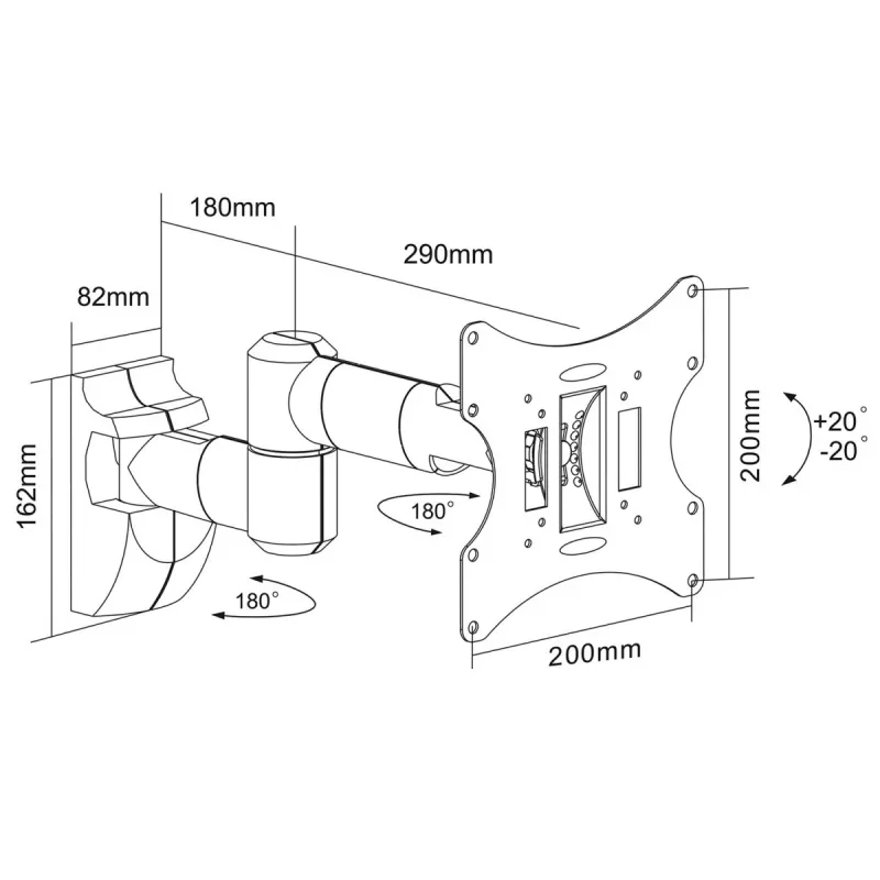 Maclean MC-503A regulējams sienas stiprinājums 23-42 collu LCD/LED/plazmas ekrāniem