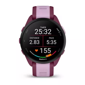Viedpulkstenis GARMIN Forerunner 165 Music, 43 mm polimēra korpuss, 1,2 collu AMOLED 390x390, GPS/GLONASS/Galileo, 5 ATM, 11 dienu akumulators