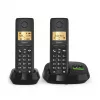 Bezvadu analogais/DECT telefons Gigaset PURE 100A Duo — 2 klausules, skaļrunis, zvanītāja ID, 1,5 collu ekrāns, melns