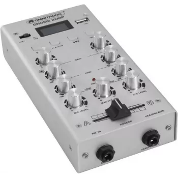 Mini mikseris Omnitronic GNOME-202P, 2 kanālu kompakts mikseris ar 3 joslu ekvalaizeru