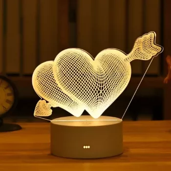 Naktslampiņa Extralink HOME 3D optiskā ilūzija 'Pierced Hearts' USB galda lampiņa