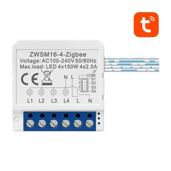 Avatto ZWSM16-W4 4-kanālu viedais releja modulis ZigBee, saderīgs ar Tuya