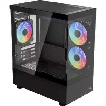 Mikro/Mini-ITX dators korpuss AEROCOOL Geh Viewport Mini-G-BK-v4 ARGB melns