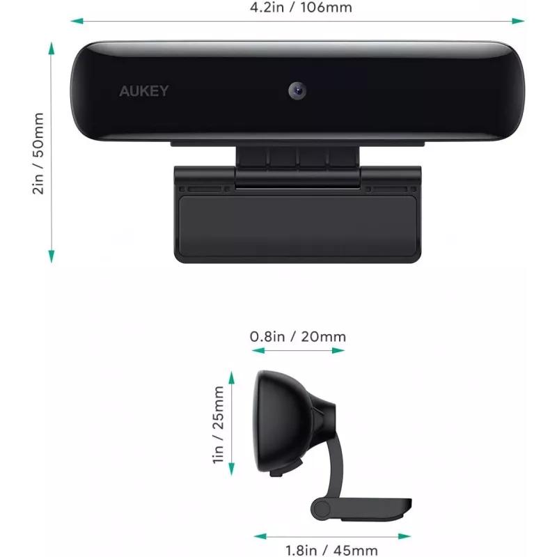 AUKEY PC-W1 USB tīmekļa kamera | Full HD 1920x1080 | 1080p | 30fps