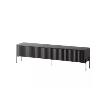 TV skapis cama meble VERA 190x40x50 cm — matēti melna virsma un melns rāmis