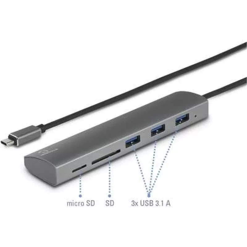 Renkforce RF-3374948 Interfeisa centrmezgls USB 2.0 Type-C 5000 Mbit/s Sudrabs