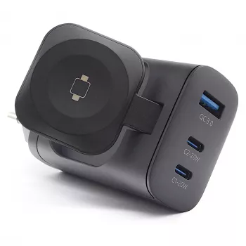 RealPower 450476 mobilās ierīces lādētājs Power bank, Viedpulkstenis, Planšete Melns AC Bezvadu uzlāde Ātrā uzlāde Iekštelpām