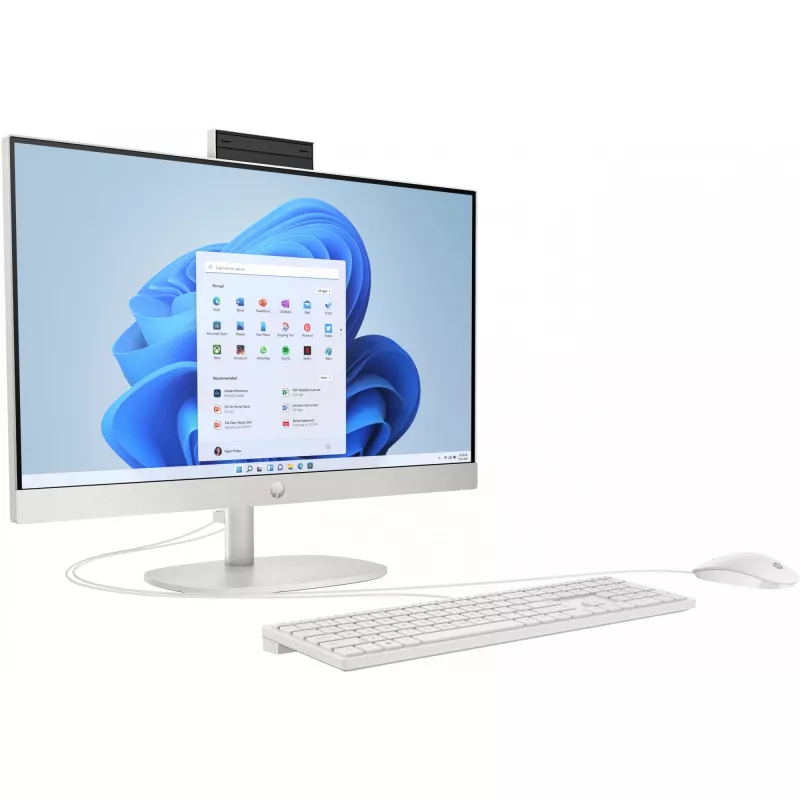 HP 24-cr0009ng All-in-One dators AMD Ryzen™ 3 7320U 60,5 cm (23,8 inch) 1920x1080 8 GB LPDDR5 512 GB SSD Windows 11 Home Wi-Fi 6 Balts
