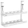 Kabeļu organizators zem galda MACLEAN MC-104 W, 2 līmeņu tērauda paliktnis, balts, max slodze 5 kg, der galdam 0.5–5 cm