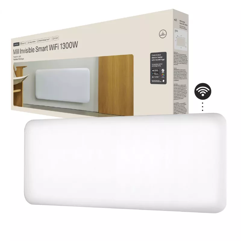 Mill Invisible Smart WiFi Sildītājs PA1300WIFI4 1300 W telpām līdz 19 m² Balts IPX4