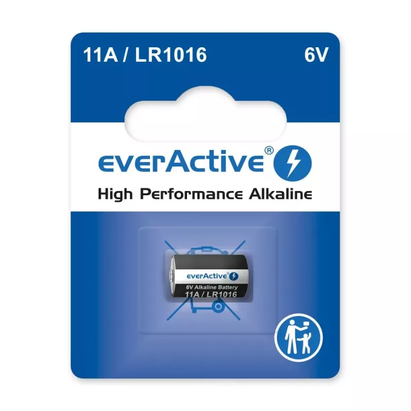Baterija automašīnas tālvadības pultij everActive 11A LR1016 MN11 6V sārma, poga 10,3×16 mm, 1 gab.