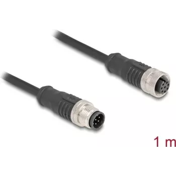 Delock M12 A-kodēts 8 kontaktu spraudnis uz ligzdu PVC kabelis 1 m (80803)