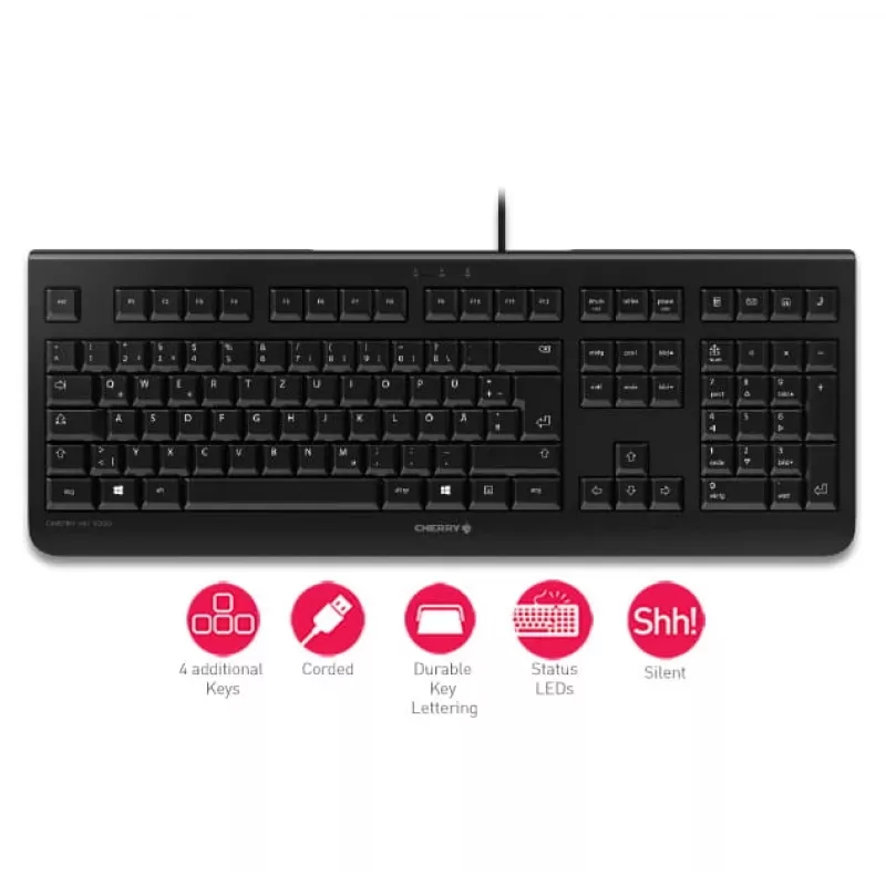 CHERRY KC 1000 tastatūra Home USB Šveices Melna