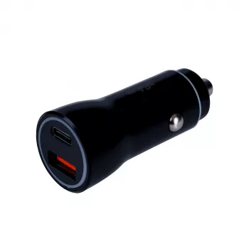 Automašīnas lādētājs 12/24V Akyga AK-CH-16 36W USB-A + USB-C PD Quick Charge 3.0 5-12V / 1.5-3A melns