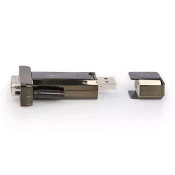 DIGITUS USB 2.0 uz Seriālo Pārveidotājs DSUB 9 vīriešu, iekļauts USB A kabelis 80 cm, FTDI mikroshēma FT232RL, USB 2.0 uz RS232
