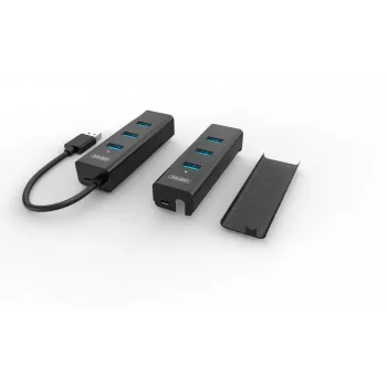 UNITEK Y-3089 USB 3.2 Gen 1 centrmezgls 4 porti Type-A 5 Gbps melns