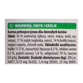 ANIMONDA Carny Adult liellopu gaļa, tītars, trusis - slapjā kaķu barība - 400g