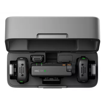 DJI Mic Mini (2 TX + 1 RX + Uzlādes futrālis) Bezvadu mikrofonu komplekts - Tumši pelēks