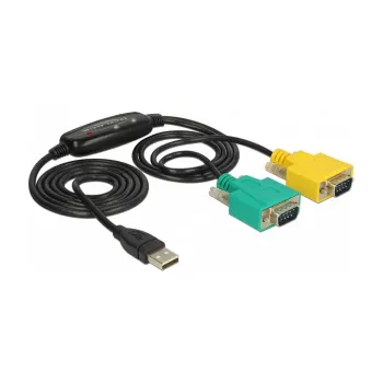 Seriālais kabelis DeLOCK 63466 USB Type-A DB-9 1.5m Melns Zaļš Dzeltens