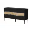Kumode INSERTO 3D 143.5×40×80 cm melna ar LED, skaidu plātne, 16 mm rāmis