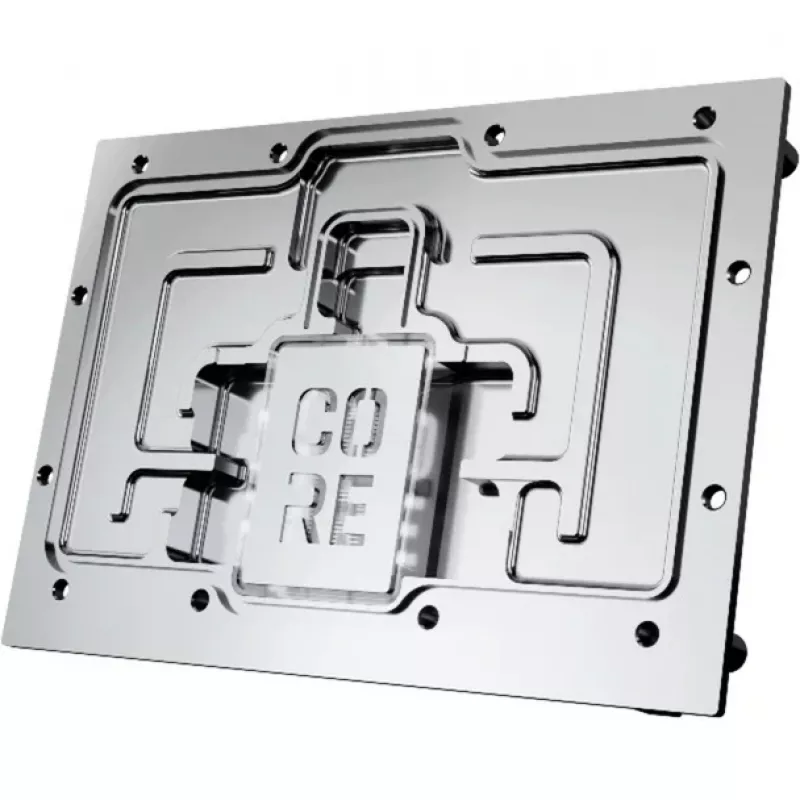 Alphacool Core RX 9070 XT Mercury dzesēšanas bloks caurspīdīgs hroms ar aizmugures plāksni
