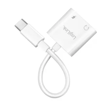 LogiLink USB-C Audio adapteris USB-C/Vīrietis uz 2x USB-C/Sieviete 60W PD balts