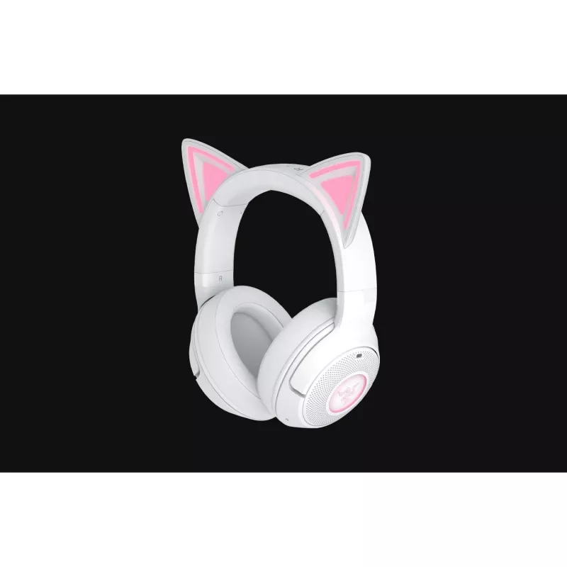 Bezvadu spēļu austiņas Razer Kraken Kitty V2 BT White ar Bluetooth, THX Spatial Audio, RGB apgaismojumu