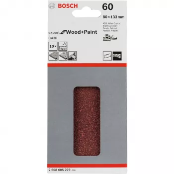 Slīpēšanas lapa Bosch C430 Expert koksnei un krāsai rupja P60 80x133mm