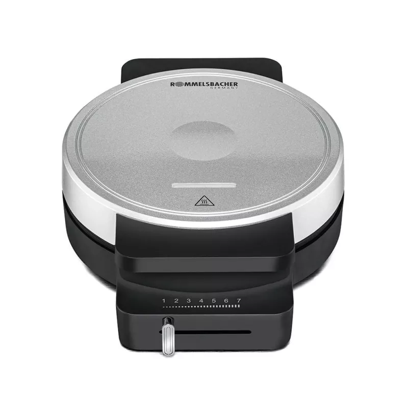 ROMMELSBACHER WA 850 vafeļu panna, 1 vafele, apaļa, sirds formas, melna/sudraba, 17,5 cm, plastmasa, 850 W