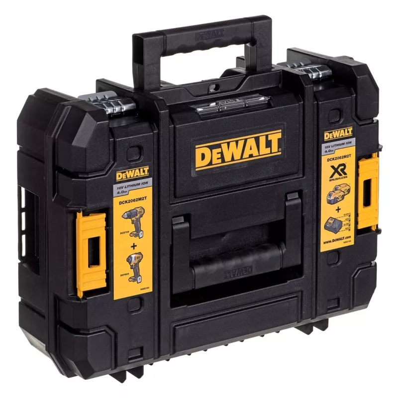 Bezvadu instrumentu komplekts DeWalt DCK2062M2T — 18V, urbjmašīna DCD709 + triecienskrūvgriezis DCF809 1/4 collu, 2×4,0Ah akumulatori, TSTAK II kaste