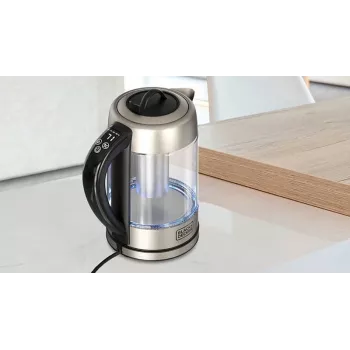 Elektriskā tējkanna Black & Decker 1.7 L 2200 W Melna Nerūsējošais tērauds Caurspīdīga