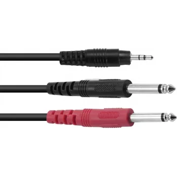 Adaptera kabelis Omnitronic 3.5 mm uz 2×3.5 mm, stereo sadalītājs, 1.5 m