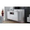 Sideboard Cama Meble VIVA 150 — balts/matēts balts un sonoma ozols, 3 durvis, 5 plaukti, 1500×450×800 mm
