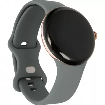 Google Pixel Watch AMOLED 41 mm viedpulkstenis, zelta korpuss, pelēka siksniņa